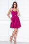 Pink Back Rope Tied Woven Fabric Flared Pleated Mini Evening Dress - 3