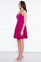 Pink Back Rope Tied Woven Fabric Flared Pleated Mini Evening Dress - 5