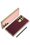 Galaxy S23 Ultra Case Leather Look Edges Electroplating Finish Fission Cover - 6
