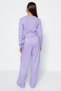 Lilac Cropped Wide Fit Double-Breasted Tie-Detail Knit Top and Bottom Set TWOAW24AU00016 - 6