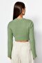 Mint Crop Yumuşak Dokulu Kruvaze Triko Kazak TWOAW24KZ00381 - 6