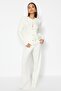Ecru Soft Textured Accessory Jacket Look Knitwear Cardigan Twoaw24Hi00039 - 3