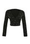 Black Super Crop Fuzzy/Beard Yarn Pearl Detailed Knitwear Sweater Twoaw24Kz00228 - 5
