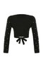 Black Super Crop Fuzzy/Beard Yarn Pearl Detailed Knitwear Sweater Twoaw24Kz00228 - 8