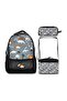 -Umit Bag Black Gray Dinosaur School Bag Lunch and Pencil Bag Set