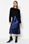Indigo Saten A Kesim/Çan Form Midi Örme Etek TWOAW24ET00088 - 10