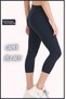 Below the Knee Capri Leggings Navy Blue High Waist Recovery Skinny Leg Cot Detailed Stitching Capri 1020 - 5