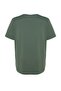 Koyu Mint Relaxed Bisiklet Yaka Yırtmaçlı %100 Pamuk Örme T-Shirt TBBSS22BF0031 - 8