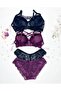 Women's Black-plum Padded Lace Underwire Bra Set of 2 - Dowry Package-gift-boxed - 2