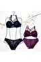 Women's Black-plum Padded Lace Underwire Bra Set of 2 - Dowry Package-gift-boxed - 3