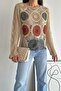 Women's Beige Crochet Standard Size Lace Blouse