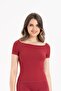 Women's Seamless Ribbed Short Sleeve Blouse 9009