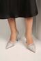 Women's Aern Silver Satin Stone Heeled Shoes Stiletto - 2