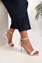 Women's Puirn White Skin Single Strap Heeled Shoes