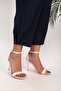 Women's Puirn White Skin Single Strap Heeled Shoes - 2