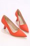Women's Gatsby Orange Matte Satin Heeled Shoes Stiletto - 6