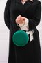 Women's Green Satin Round Evening Dress Evening Bag