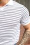 تي شيرت مخطط بياقة بولو باللون الأبيض - 2