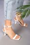 Women's Venna White Skin Single Strap Heeled Shoes