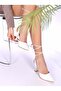 Women's Novo White Leather Ankle Strap Heeled Shoes - 5