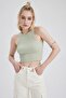 Fitted Halter Neck Ribbed Camisole Athlete U0357az23sm