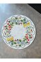 White Garland Flower Theme Woven Base Round Carpet Mira 1431