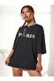 Large Size Eiffel Detailed Paris Printed Oversize Crew Neck T-shirt - 3
