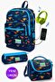 Kids Navy Blue Dinosaur Patterned 3-Piece School Bag Set with USB GOSET0123289