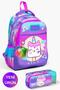 Kids Colorful Batik Unicorn Ice Cream Patterned 2-Piece School Bag Set GOSET0223480