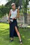 Ribbed High Waist Side Slit Midi Length Skirt Summer Camisole Skirt - 2