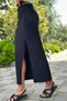 Ribbed High Waist Side Slit Midi Length Skirt Summer Camisole Skirt - 3
