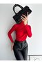 WOMEN'S LONG SLEEVE HIGH COLLAR SHOULDER AND WAIST STRAW DETAILED SANDY FABRIC BLOUSE LPP2219 - 5