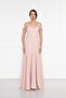 Powder Ruffle Collar Detail Adjustable Straps Woven Fabric Maxi Flared Evening Dress - 2
