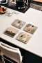 Boho Faceless Women Themed Natural Stone Travertine Coasters Set of 4
