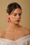 Women's Polymer Clay Red Round Earrings Handmade Ultra Light - 2