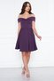 Plum Sweetheart Collar Off-Shoulder Flexible Scuba Fabric Mini Flared Dress - 3
