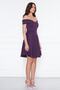 Plum Sweetheart Collar Off-Shoulder Flexible Scuba Fabric Mini Flared Dress - 5