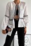 Women's White Tasseled Scallop Embroidery Cotton Jacket - 2