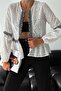 Women's White Tasseled Scallop Embroidery Cotton Jacket - 6