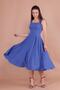 Denim Blue Square Collar Thick Strap Midi Dress - 7