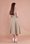 Oil Green Square Collar Thick Strap Midi Dress - 8
