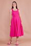 Fuchsia Square Collar Thick Strap Midi Dress - 2
