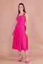 Fuchsia Square Collar Thick Strap Midi Dress - 3