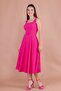 Fuchsia Square Collar Thick Strap Midi Dress - 5