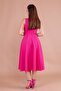 Fuchsia Square Collar Thick Strap Midi Dress - 8