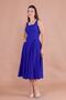 Sax Blue Square Collar Thick Strap Midi Dress - 2