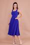 Sax Blue Square Collar Thick Strap Midi Dress - 4