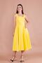 Yellow Square Collar Thick Strap Midi Dress - 3