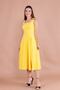 Yellow Square Collar Thick Strap Midi Dress - 5
