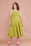 Pistachio Green Square Collar Thick Strap Plus Size Midi Length Dress - 7